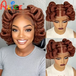 Bantu Braided Wigs Synthetic Transparent Full Lace Braided Lace Wigs Ginger Orange Color Short Cute Handmade Knotless Braids Wig