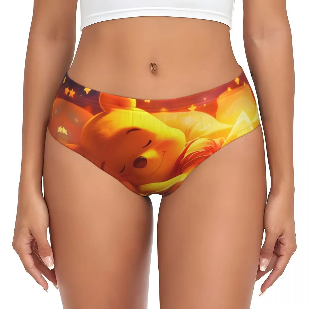 Custom Women's Winnie Pooh Teddy Bear Sleep Panties Underwear Female Comfort Cartoon Briefs Underpants