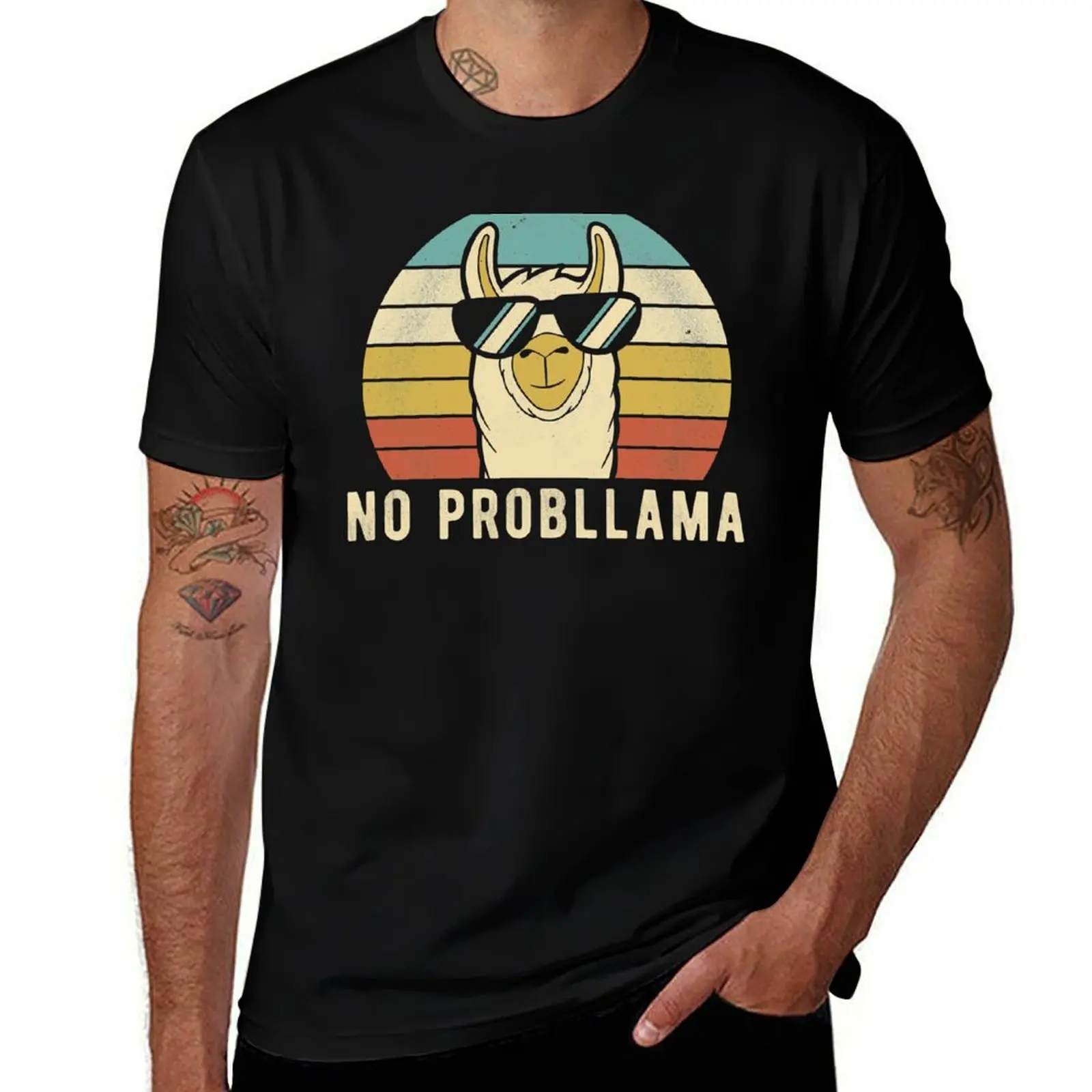 No Prob Llama - Funny Retro Llama T-Shirt Sports Casual Breathable Tee Shirt