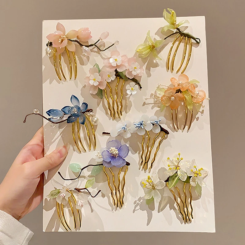 1Pc Classical Hair Comb Chinese Style Hair Stick U Shape Flower Cheongsam Hairpin For Hanfu Accessories view 3