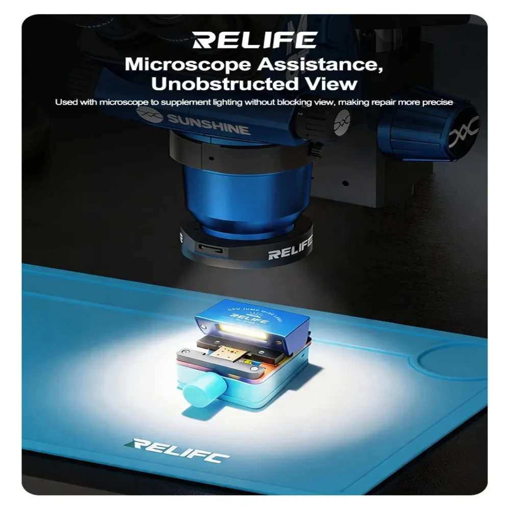 RELIFE RL-014G CPU Jump Wire Lamp, Mini Illuminator with Magnetic Base for Phone Microscope Rework 300LM LED Light Fixture Lamp