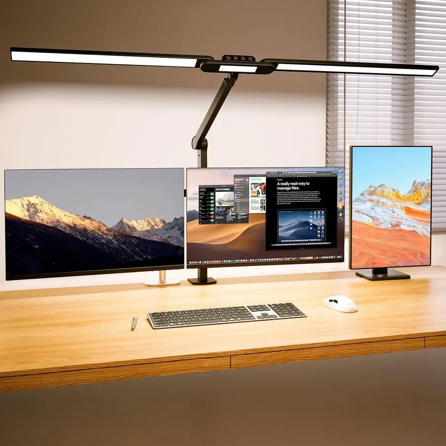 Architect Desk Lamp with Clamp 24W Ultra Bright Adjustable Swing Arm Light for Home Office, 3000 Lumen Auto Dimming Computer Lam
