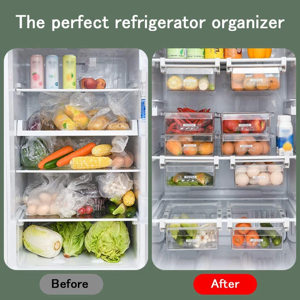 Egg Holder Plastic Refrigerator Storage Container Kitchen Drawer Fruit Box Organizer  4 Grids