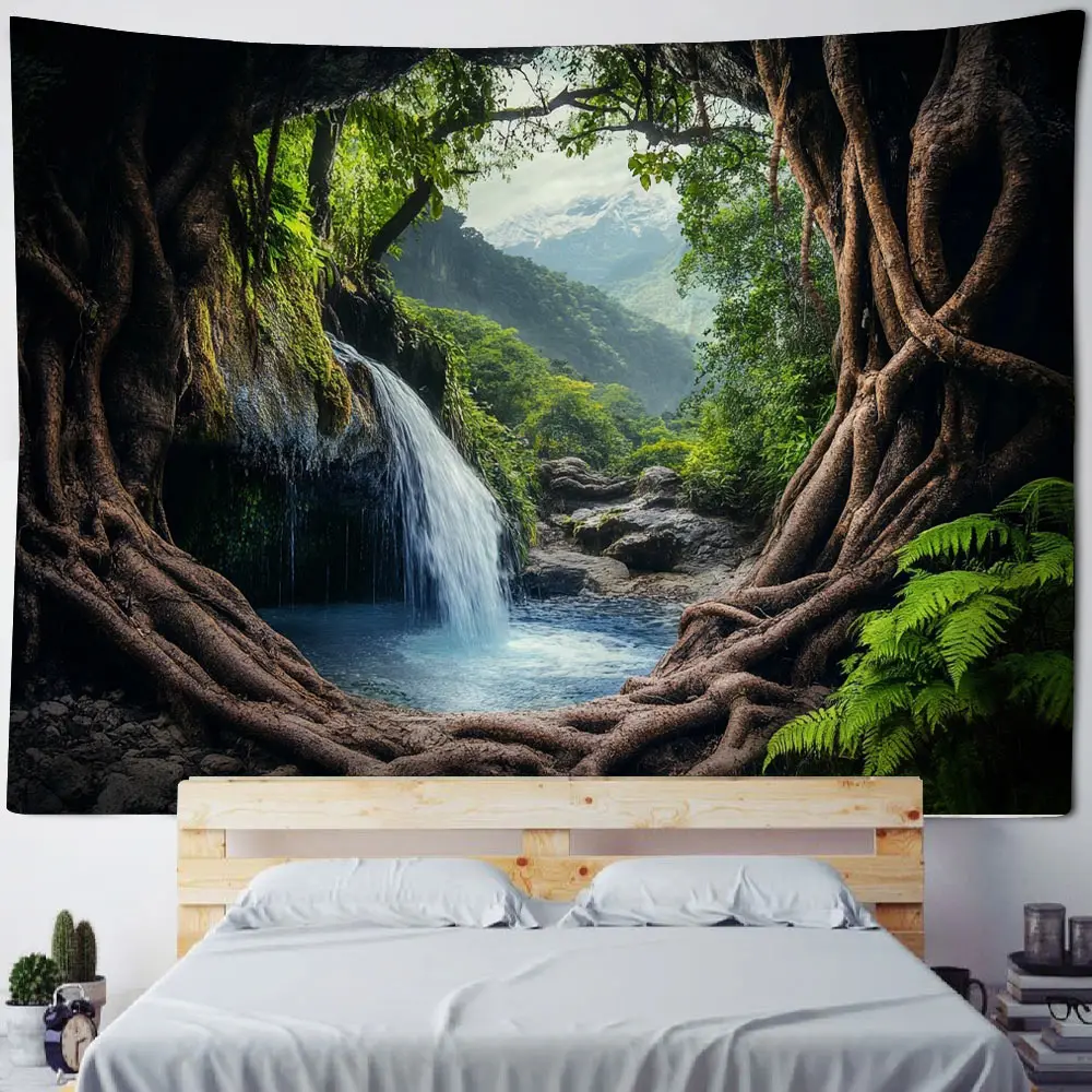 

Jesus redeems humanity, teaches young girls, helps suffering women. Background decoration tapestry of Jesus' portrait