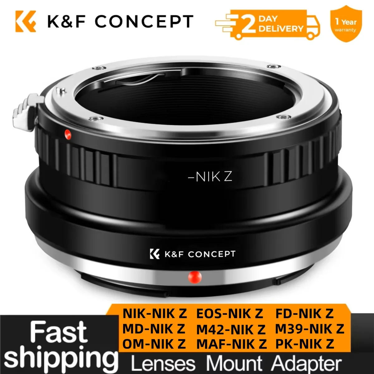 

K&F Concept Camera Lens Adapter for Nikon F AI Canon EF EOS FD FL MAF MD Olympus PK L/M L/R M39 M42 Lens to Nikon Z Mount Camera