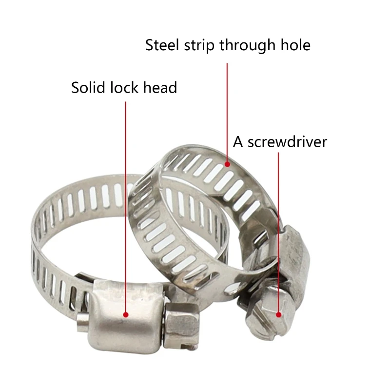 สแตนเลสสตีลปรับไดรฟ์ท่อ Clamps การใช้สายหนอนขนาดคลิปเกียร์ที่หนีบท่อหลอด Fasterner แปรงลวดล้างท่อค...