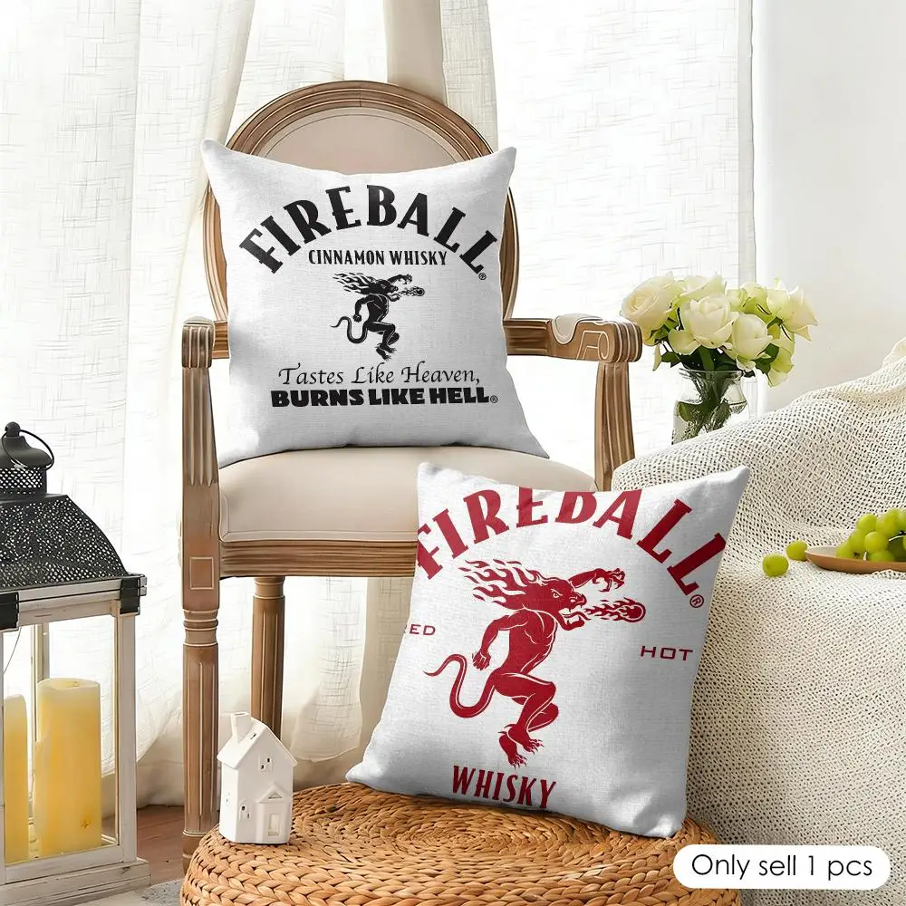 F-Fireball Cinnamon Whisky Wine Cushion Cover Linen Square Pillow Case Naturally Durable Hypoallergenic Gentle On Sensitive Skin