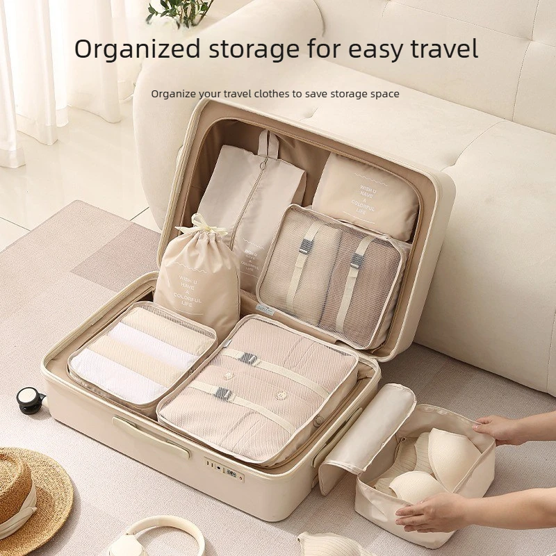 

7pcs Set Travel Storage Bag Sub Packaging Multifunctional Cloth Luggage Organizer Compressible Clothing Storage Business Trip