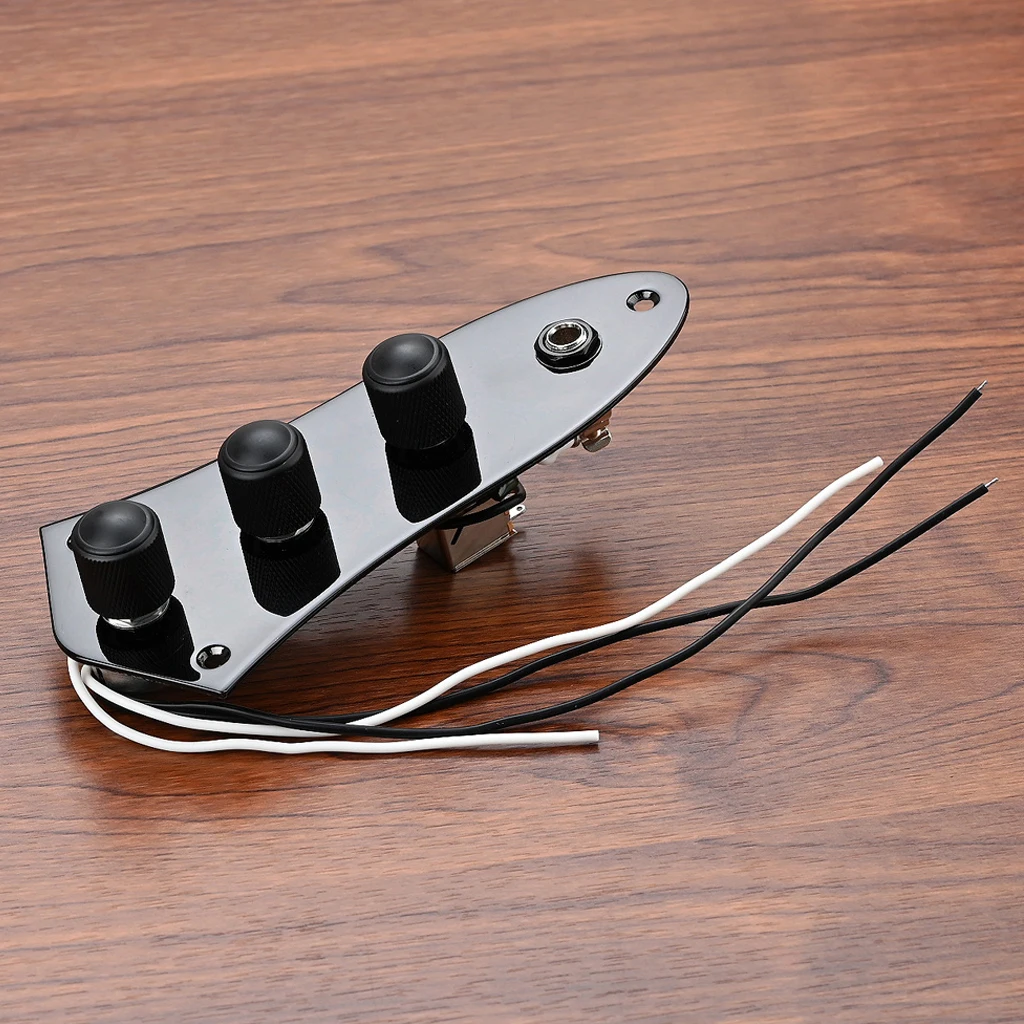 Metal Loaded Prewired Bass Guitar Control Plate for Jazz Bass Guitar Parts Black