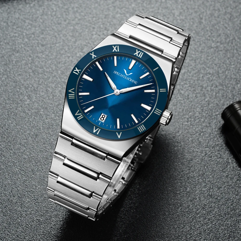 Specht & Söhne New Hot Selling Mens Watches 38MM Japan Quartz Wristwatches Stainless Steel Watch Relogio Masculino Waterproof