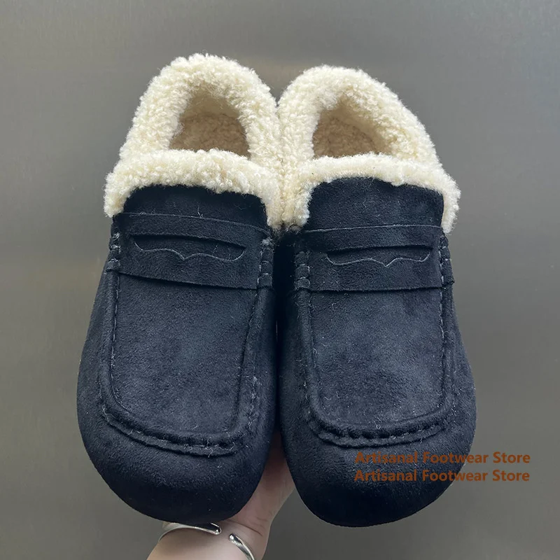 Black Suede Slip-On Snow Boots Men's Loafers Indoor/outdoor Anti-Slip Casual Outdoor Snow Boots for Men Winter Men's Boots