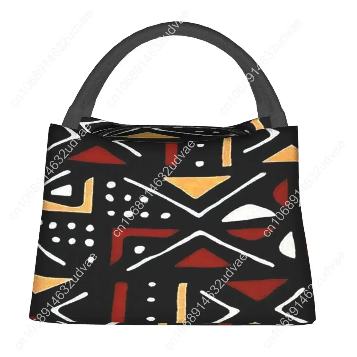 African Bogolan Mudcloth Pattern Lunch Bags Insulated Bento Box Portable Lunch Tote Resuable Picnic Bags for Woman Kids Office