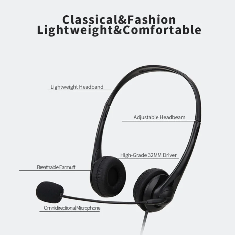 SY490MV Call Center Wired Headset Wired Control USB Port With Microphone Telephone Operator Headphone Noise Canceling For