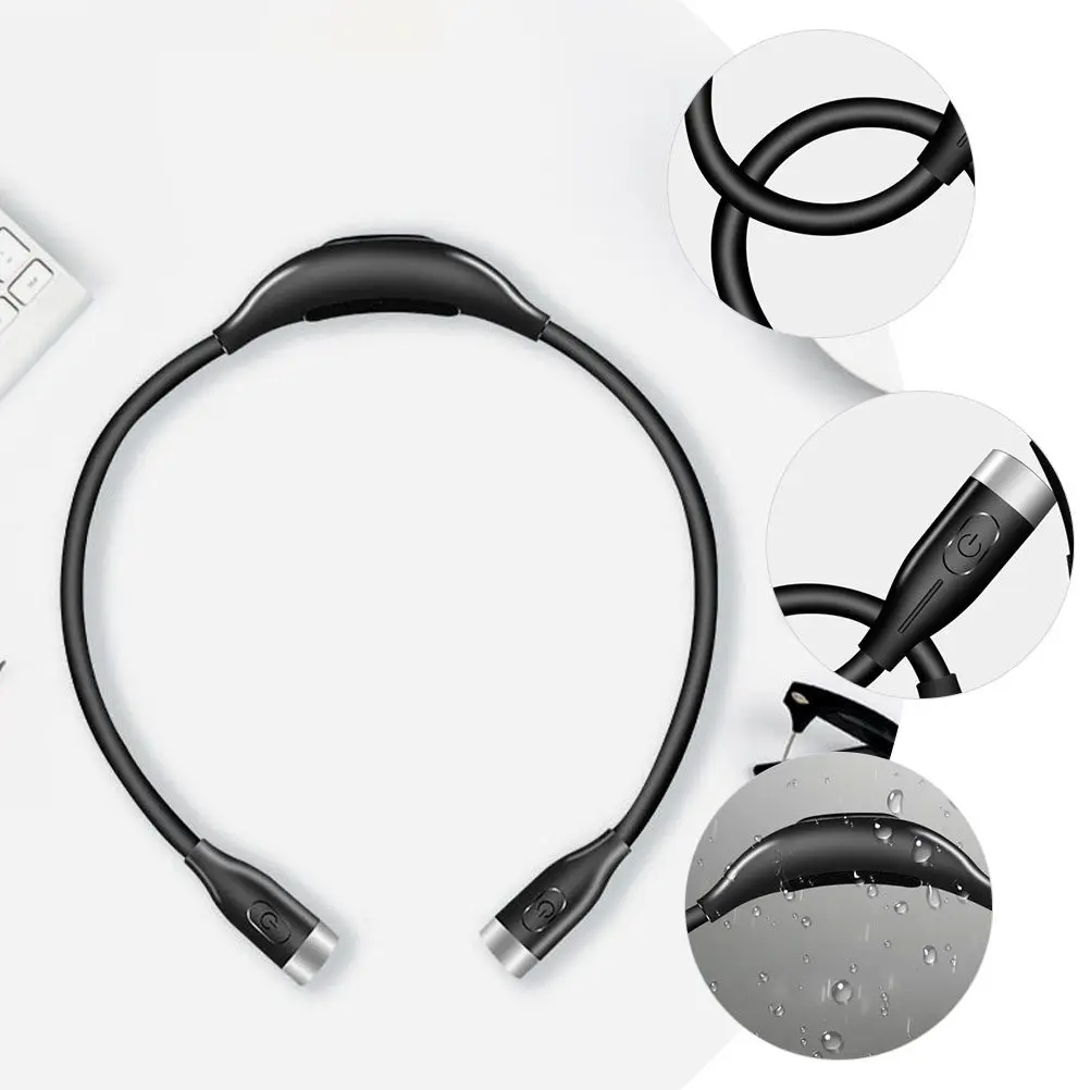 Neck Reading Light Rechargeable 3-Gear Adjustable Dual Beads Mini Book Light Hands Free Torch for Bed Reading Maintenance Repair