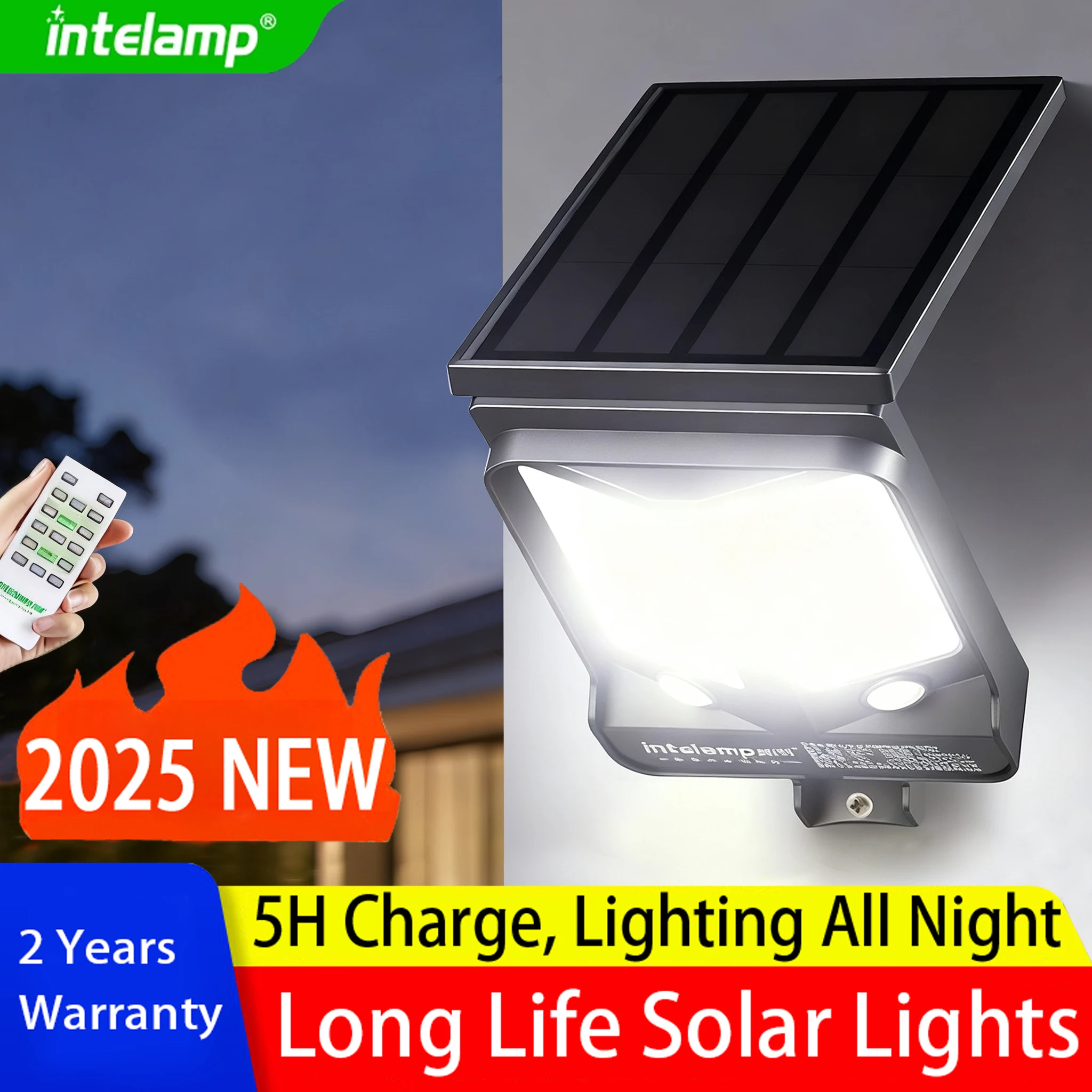 2026 New Super Bright LED Solar Light, IR Sensor Street Light, Decorative Wall Light, Multiple Switch Modes with Remote Control