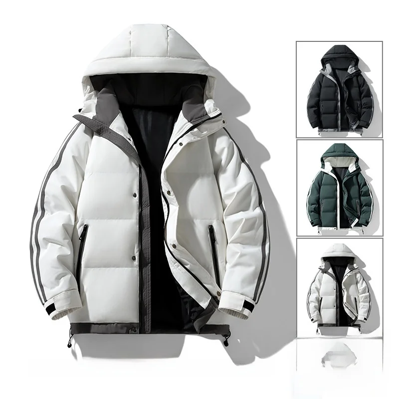 

New 2025 M8XL Large Size Cotton Jaet Trendy Hooded Warm Winter Men's ort Outerwear Faionable Urban Sle Polyester Fiber