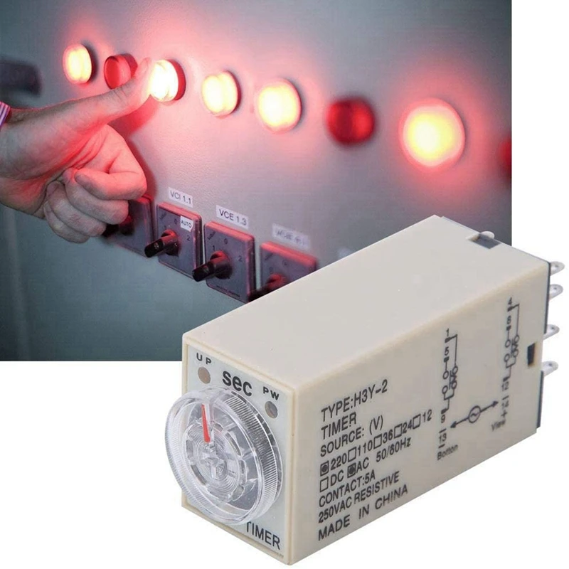 5X 10S Retard Minuterie Citations De Temps H3Y-2 AC 220V 8 Broches Bouton De Réglage Contrôle Citations De Synchronisation Pour Les Systèmes Électriques Ménagers