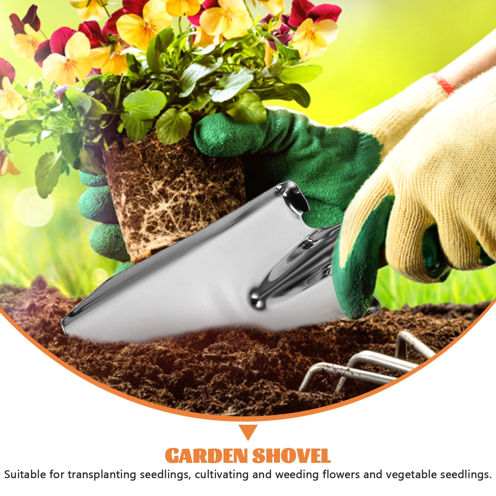 

Stainless Steel Shovel Multifunctional Planting Garden Flowers Vegetables Outdoor Camping Spade Durable Rustproof Transplanting
