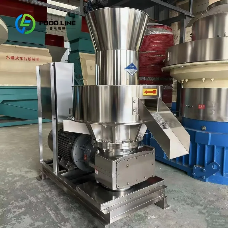 Customized flat‑die granulator agro‑waste pelleting processor 1000kg/h 45kw for sawdust rice husk renewable particle plant