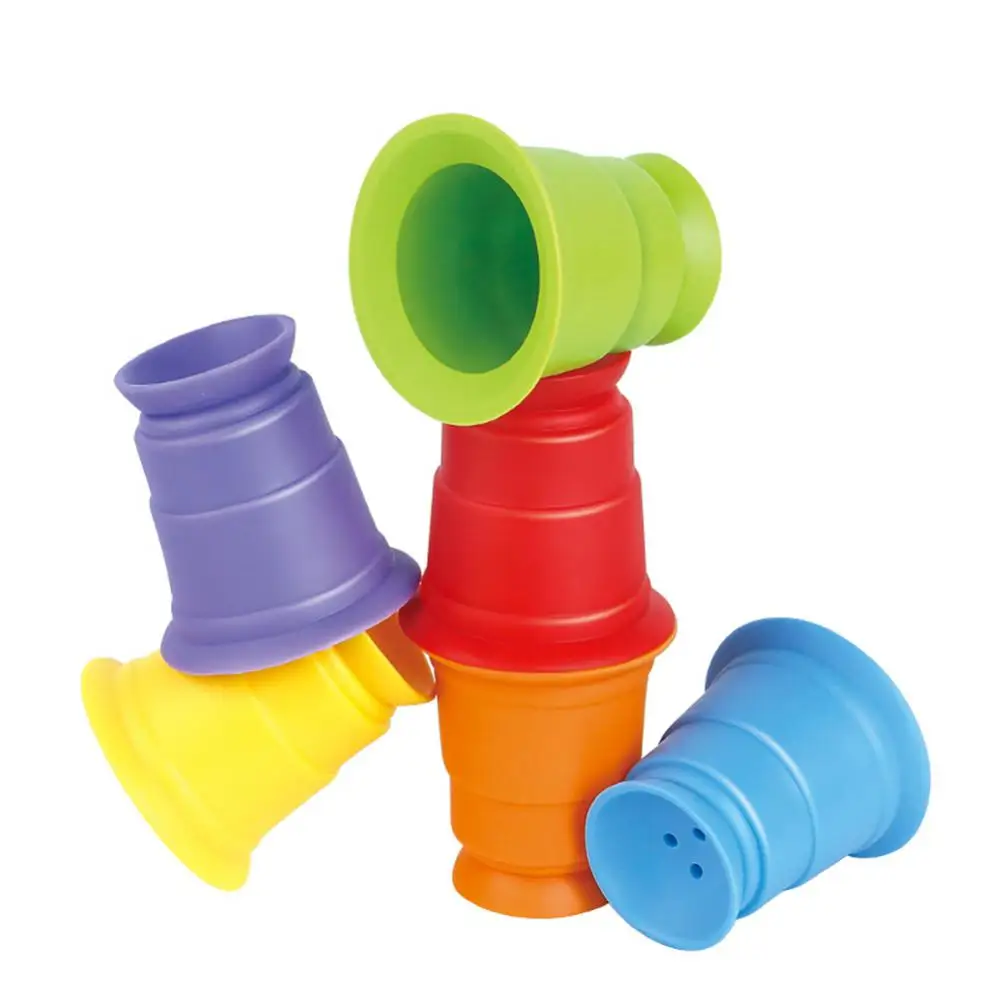 Torre de Pilhas de Silicone para Crianças, Educação Infantil, Jogo Interativo, Brinquedos Criativos de Banho, Jogo Interativo, Habilidade com as Mãos, Macio, Presente Engraçado