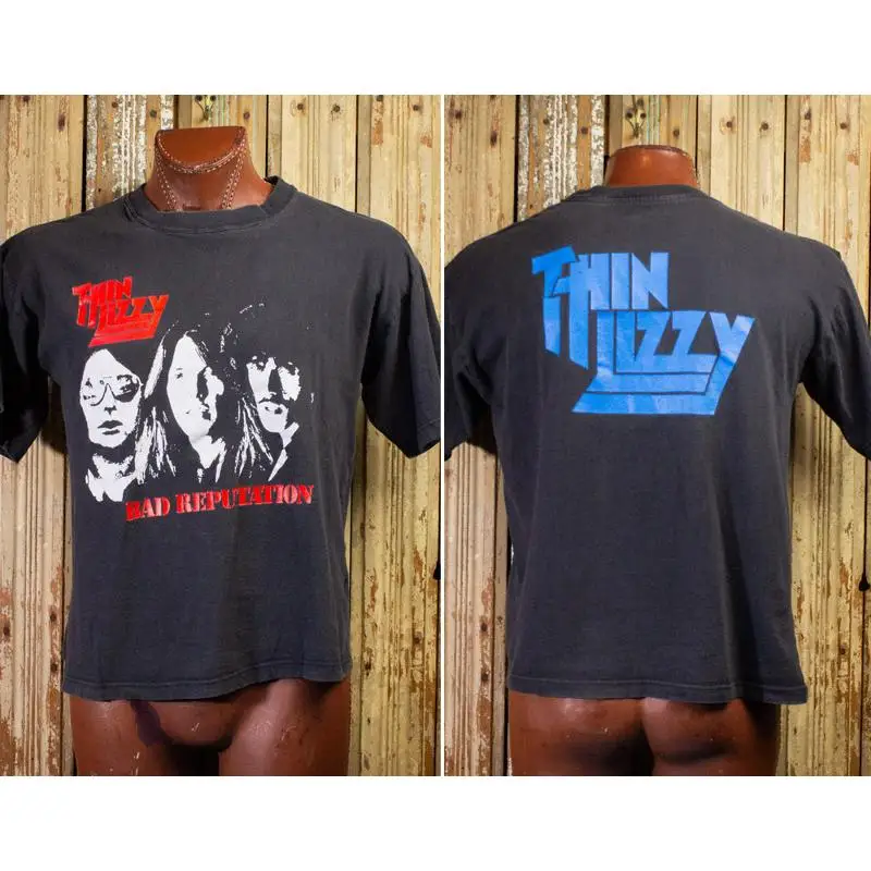 تي شيرت كلاسيكي رفيع من Lizzy Bad Reputation Concert 90S باللون الأسود #1