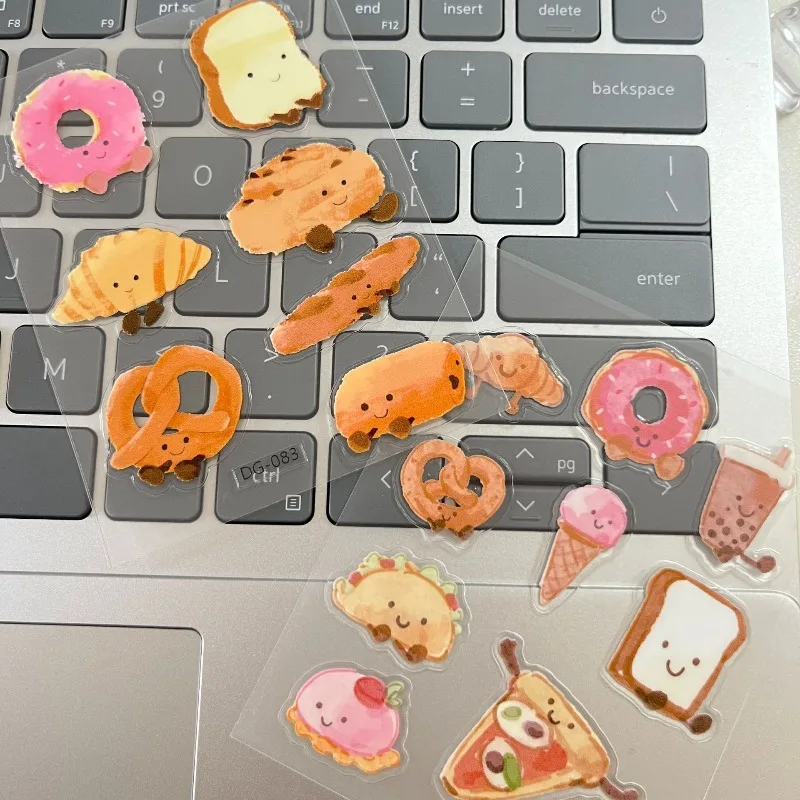 

Baking Bread Jelly Art Sticker Cartoon Cute Adhesive Waterproof Pen Holder Camera Sticker Stationary Aesthetic Stickers
