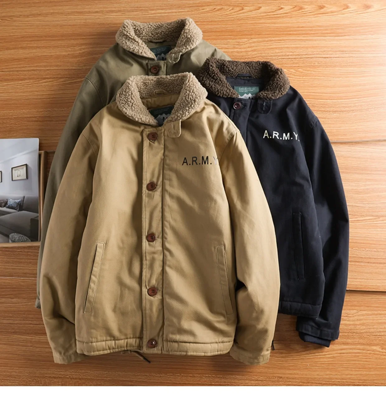 

Качественная повседневная хлопковая свободная куртка в стиле милитари, мужское охотничье пальто из овечьей шерсти, новая зимняя теплая рабочая куртка с толстым меховым воротником