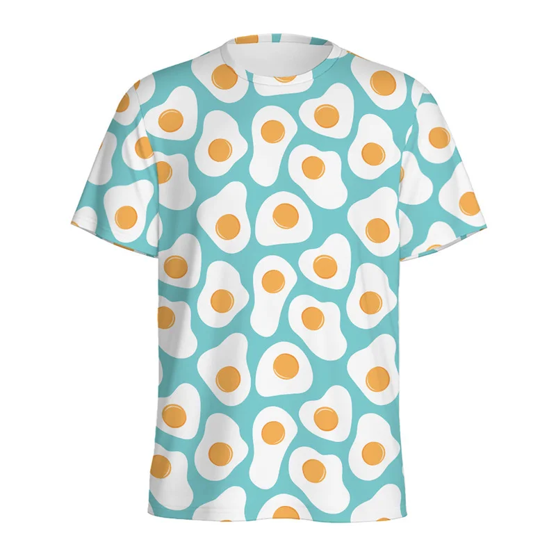 Multi Color Eggs 3D Printed T Shirt For Men Kids Cartoon Fried Egg Graphic Tees Tops Short Sleeves Summer Round Neck T-shirt