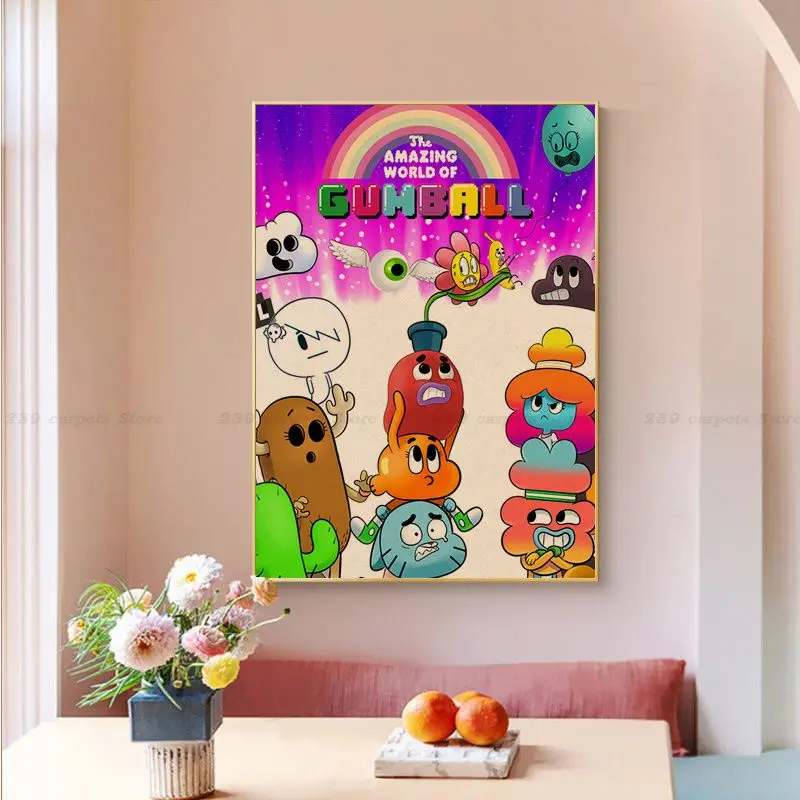 Bandai The Amazing World Gumball gumball DIY poster Vintage Room Bar Cafe Decor Vintage decorative painting