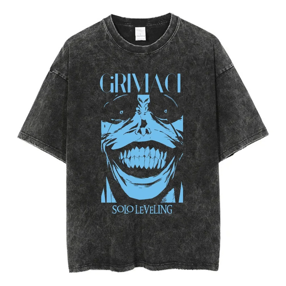 

Anime Solo Leveling Oversized Tshirts for Men Gym Vintage Heavyweight T Shirts Cotton Workout Acid Wash Baggy Tees Unisex