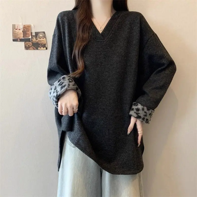 سويت شيرت Design Sense Lazy Style بأكمام طويلة للنساء، بلوزة تنحيف فضفاضة مناسبة للخريف والشتاء #5