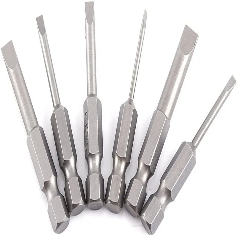 6Pcs Slotted Screwdrivers Bits 1/4\