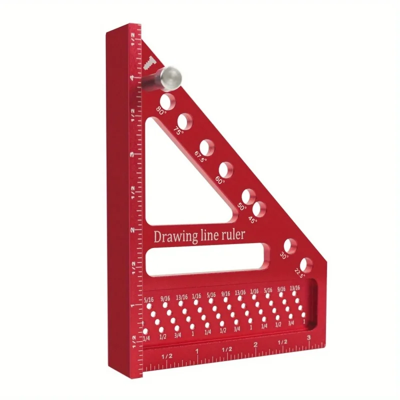 

Multi-Angle Measuring Ruler Aluminum Woodworking Square Protractor W/ Dowel Pins - Miter Triangle Ruler T Type Hole Sriber Ruler