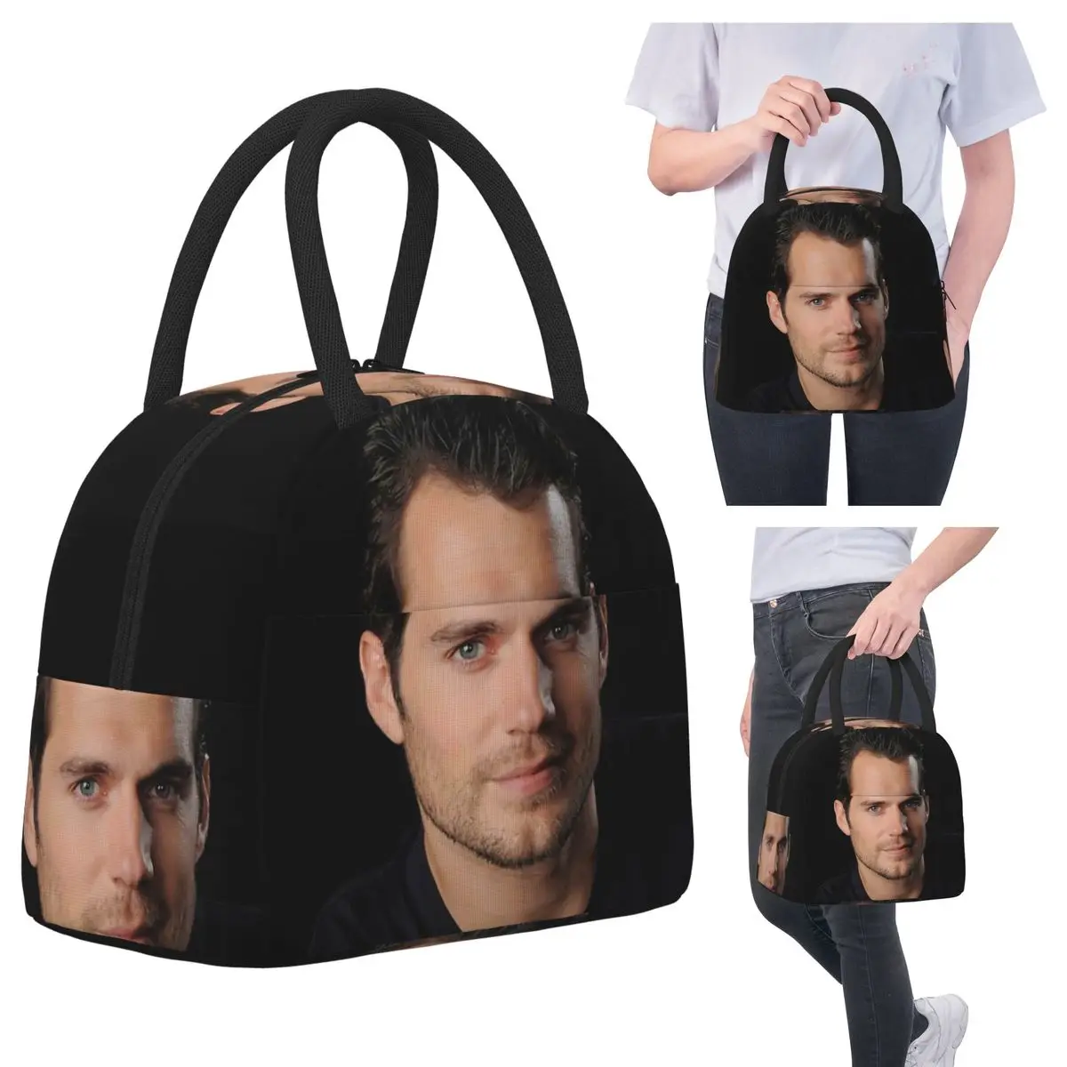 

Henry Cavill Insulated Lunch Bag for Women Office Cooler Thermal Food Box Tote Leakproof Lunch Boxes Container