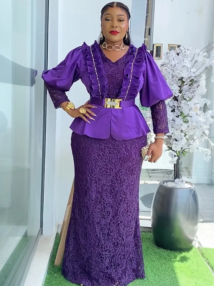 

African Dresses For Women Elegant Polyester Muslim Fashion Abayas Dashiki Robe Kaftan Long Maxi Dress Turkish Africa 2025 New