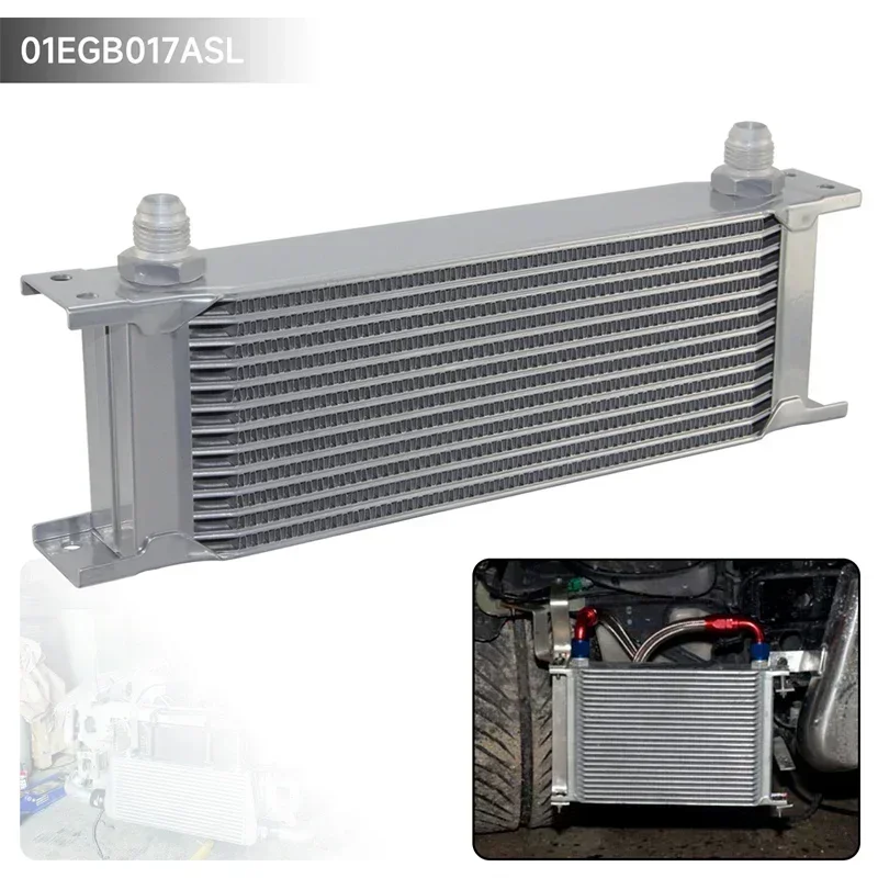 

Aluminum Oil Cooler 13 Row 248MM 8AN 3/4"-16 UNF Universal Engine Transmission MOCAL Style AN-8 Racing Silver/Black