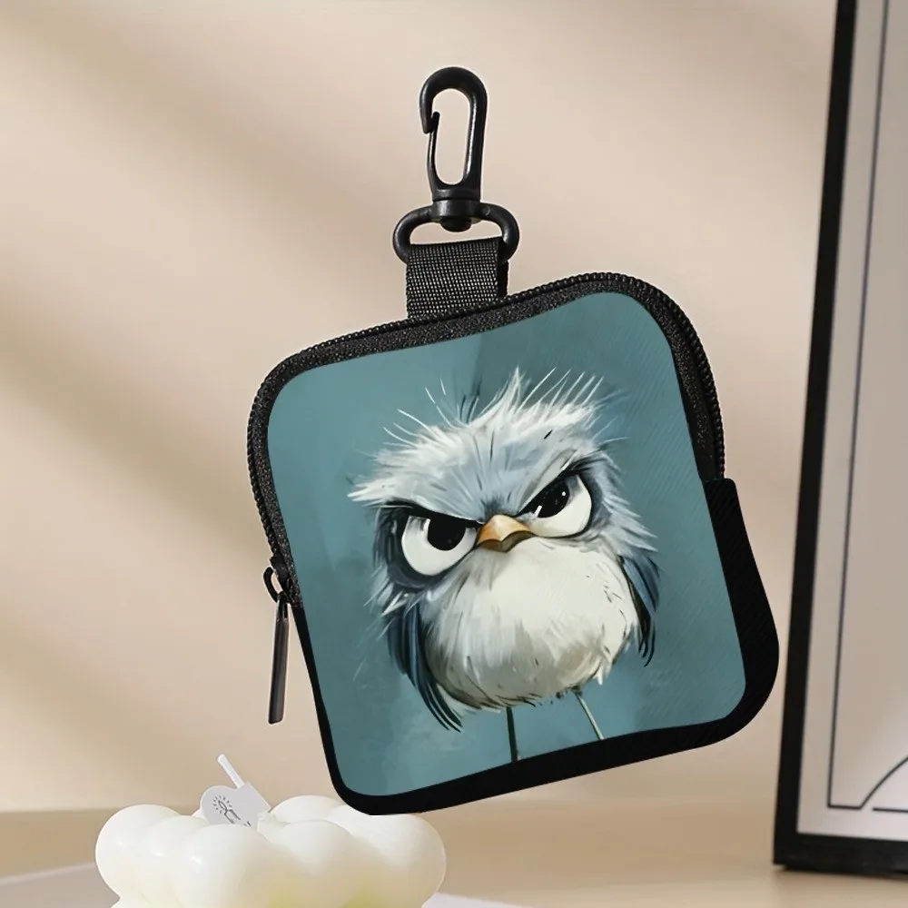NEW PVC Abstract Bird Coin Purse Water-resistant Portable Zippered Wallet Lightweight Mini Earphone Bag Friends Gift