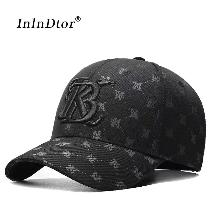 Hat men\'s version tide printing embroidery men\'s baseball cap summer all-black all-match street tide brand peaked cap men