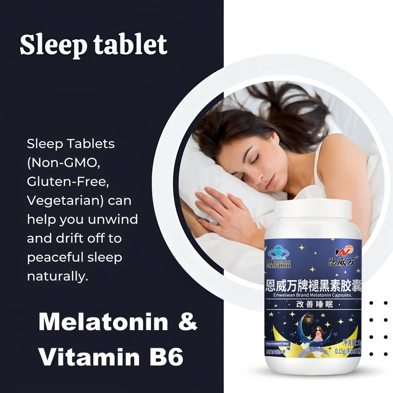 Promueve el sueño, suplemento dietético de fórmula natural, sueño profundo saludable, sueño permanente, sueño natural, melatonina y vitamina B6