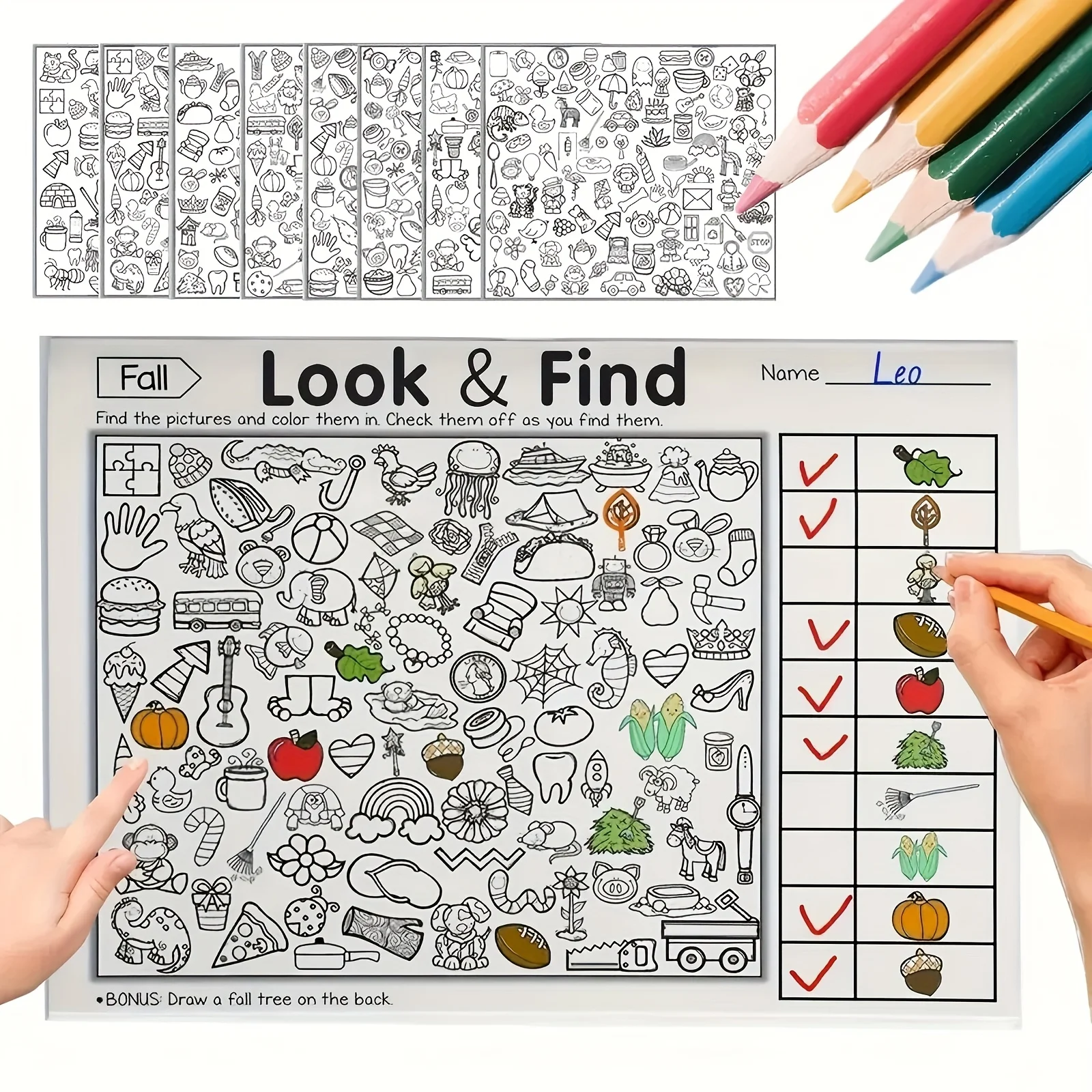 Children's Interactive Hide-And-Seek Book - Observation and Search Activity Book, with Visual Search Exercises, Concentration Games, Classroom Activities, Back-To-School Supplies, Easter and Christmas Gifts, Mixed Colors, Children's Educational Books |   Interactive Books