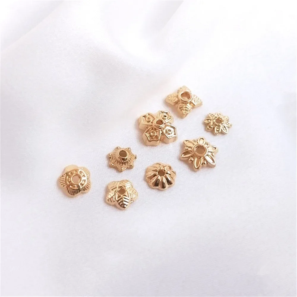 

14K Gold Flower holder five petals flower sun flower four leaf clover flower bead holder bead hat DIY hand accessories first