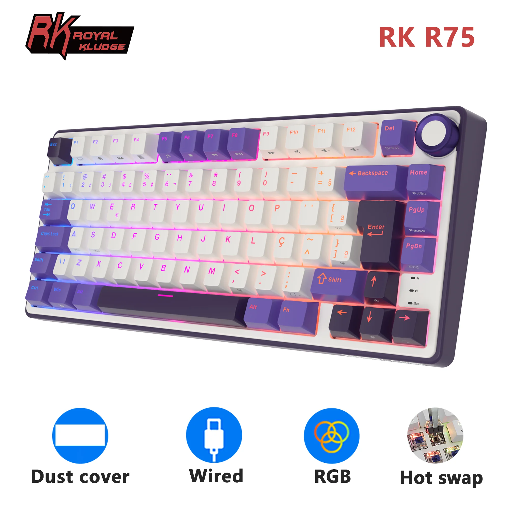 clavier-gamer-filaire-rk-r75-royal-kludge-gasket-80-touches-80-retroeclairage-rvb-clavier-mecanique-a-touches-interchangeables-a-chaud-avec-keycaps-mda-pbt