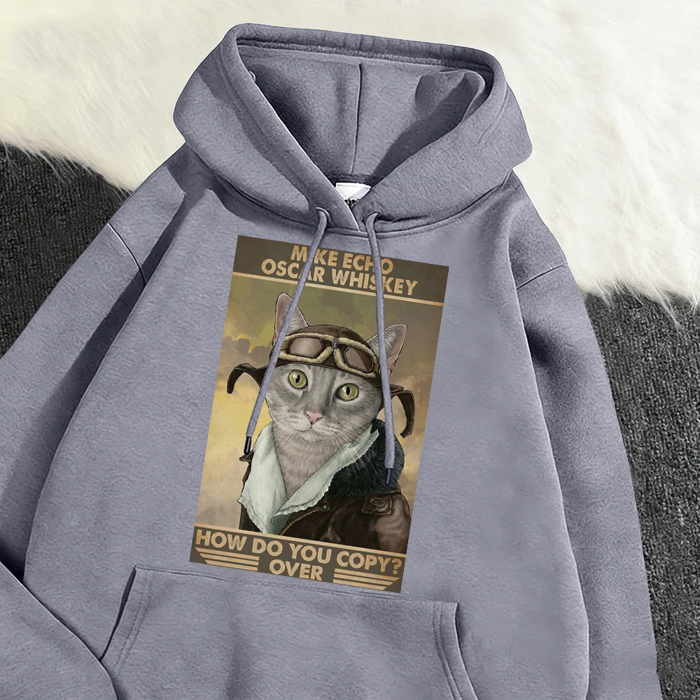 

Мужские толстовки в стиле ретро с изображением кота, флисовые повседневные пуловеры в стиле хип-хоп, модная одежда унисекс, осенние свободные с длинным рукавом