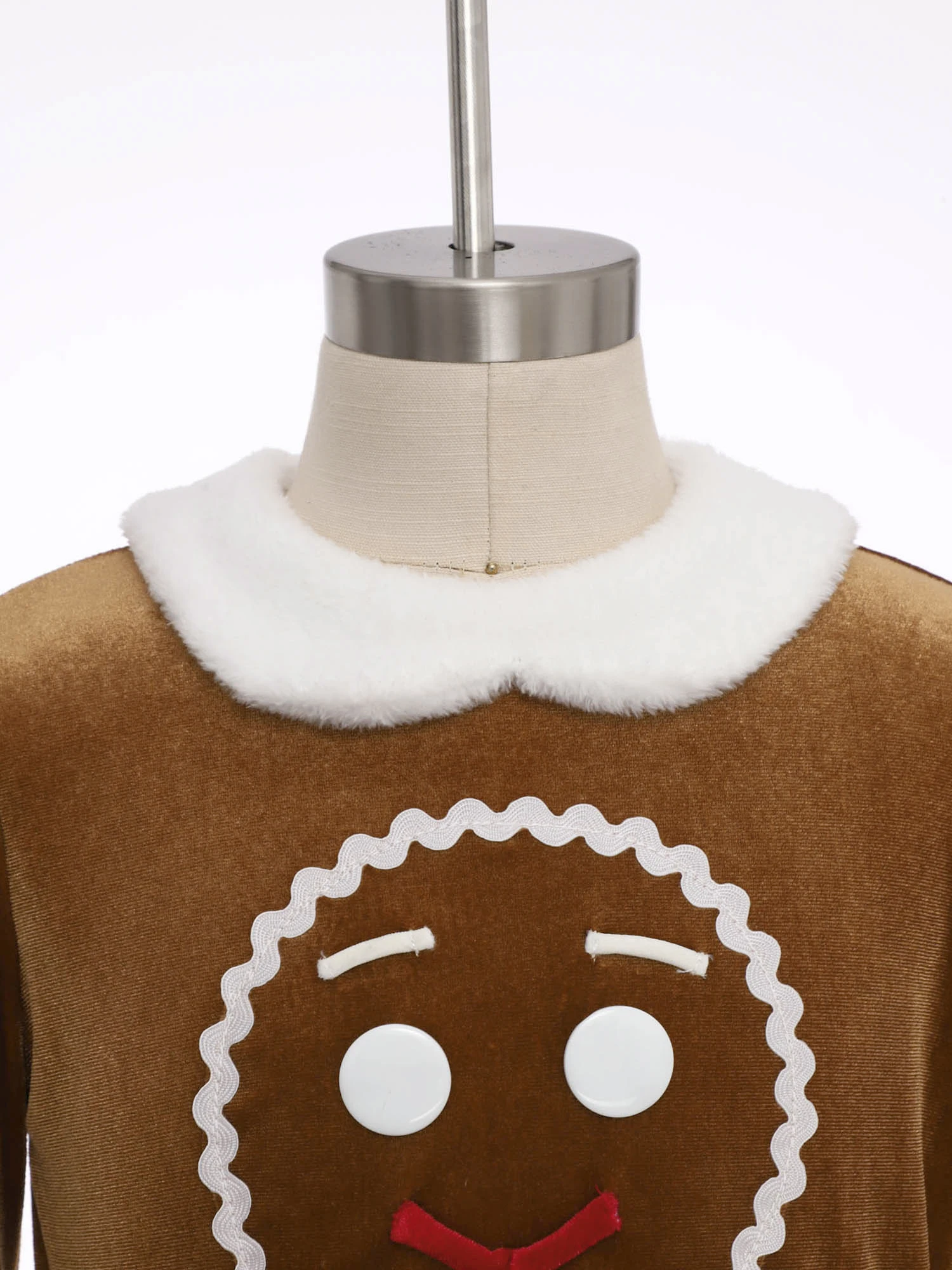 أطفال بنات عيد الميلاد الزنجبيل رجل تأثيري حلي طويلة الأكمام الزنجبيل الخبز نمط المخملية فستان عيد الميلاد السنة الجديدة ملابس للحفلات