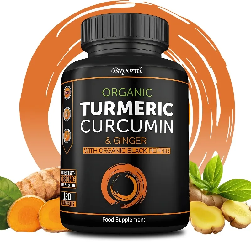 

Organic Turmeric Capsules - Improve Joint Health and Boost Energy, Contains Black Pepper To Help Promote Digestive Health