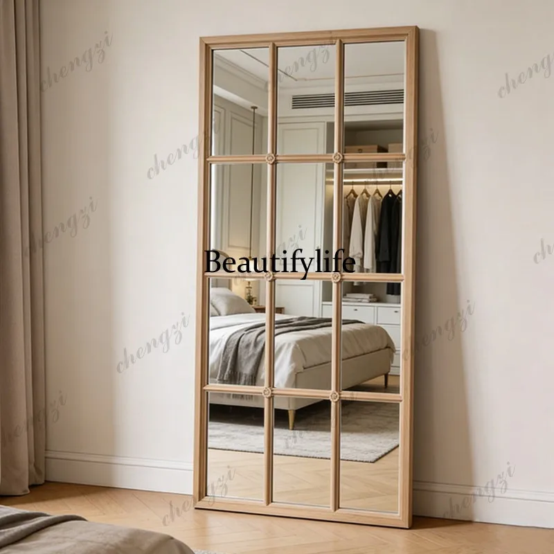American rural medieval wabi wind corridor wall-mounted mirror household retro, decorative mirror floor-to-ceiling full-length