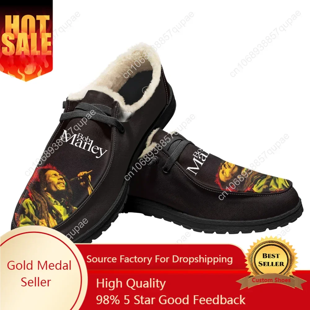 

Bob Marley Plush Casual Shoes Flat Shoe Jamaica Singer Reggae Rock Men Woman Breathable Casual Footwear Couple Custom Made Shoe