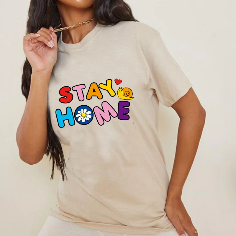 

Stay Home Summer Funny T shirt For Women T Shirt Fashion tshirt women tops tees short sleeve Women t-shirt