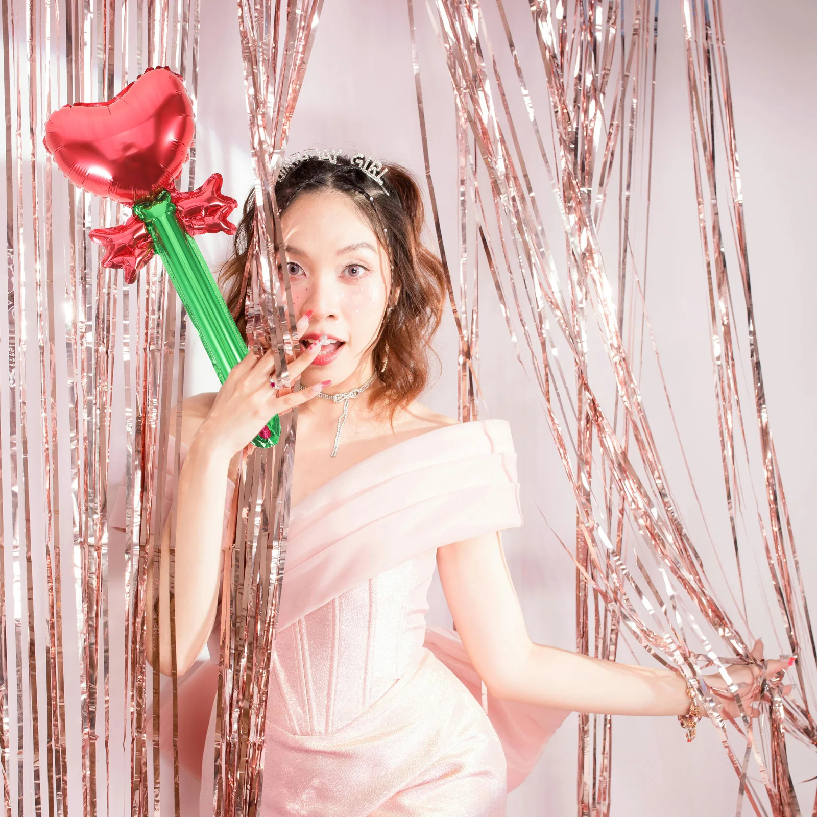 

50pcs Handheld Inflatable Heart Balloon Stick Heart Shaped Aluminum Foil Balloons For Valentine'S Day Wedding Party Decorations