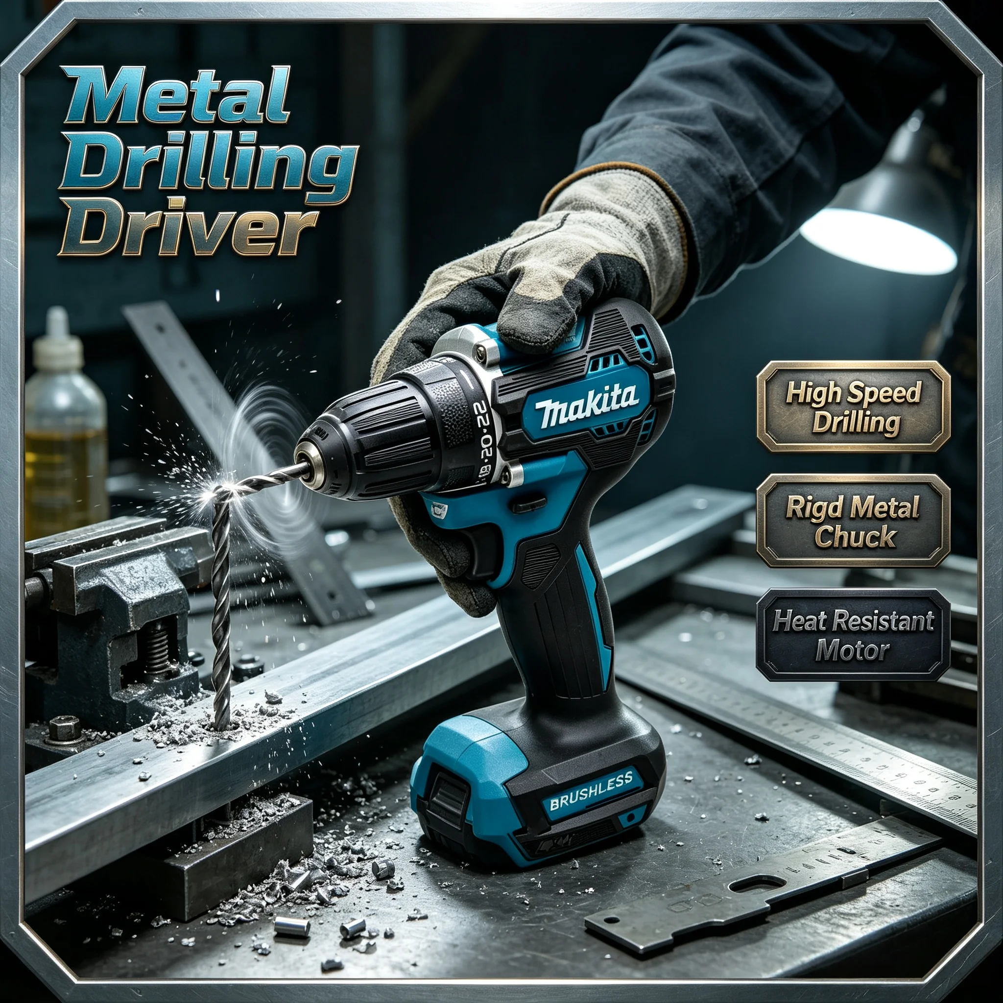 Makita DDF487 18V 10mm Brushless Cordless Impact Drill, Large‑Torque Lithium‑Ion Electric Screwdriver Power Tool view 5